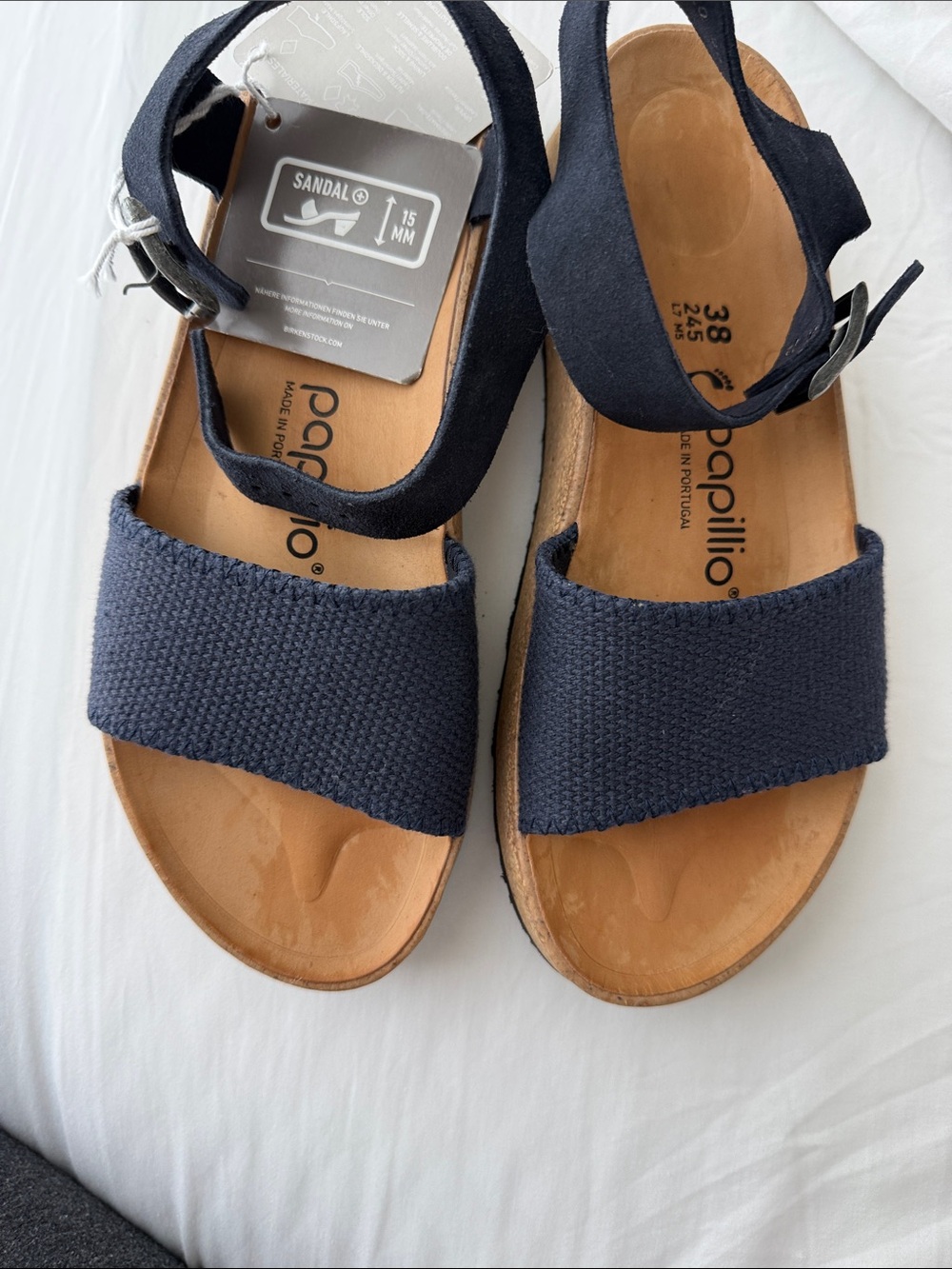 Birkenstock Navy Blue Cork-Wedge Sandals - Picture 3 of 7
